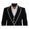 Abito slim fit in lana nera e seta bianca - IT54 - XL