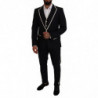 Abito slim fit in lana nera e seta bianca - IT54 - XL