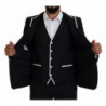 Abito slim fit in lana nera e seta bianca - IT54 - XL