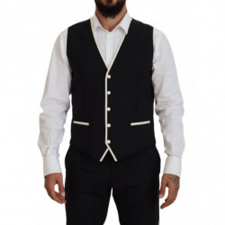 Abito slim fit in lana nera e seta bianca - IT54 - XL