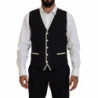 Abito slim fit in lana nera e seta bianca - IT54 - XL