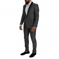 Abito slim fit MARTINI in seta bianco nero - IT44 - XS