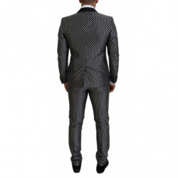 Abito slim fit MARTINI in seta bianco nero - IT44 - XS