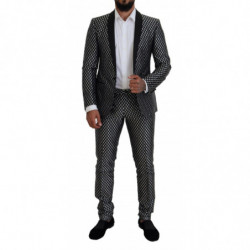 Abito slim fit MARTINI in seta bianco nero - IT44 - XS