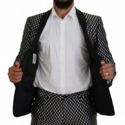 Abito slim fit MARTINI in seta bianco nero - IT44 - XS