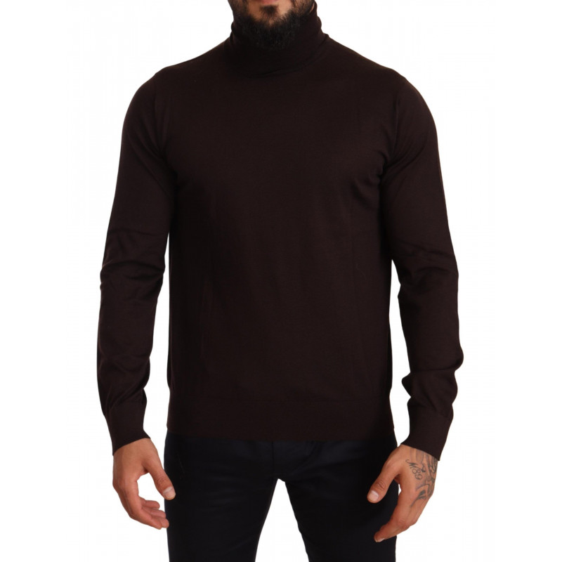 Maglione pullover dolcevita in cashmere marrone - IT46 - S