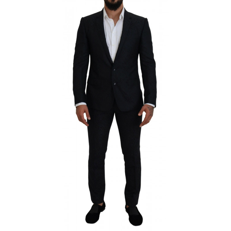 Abito Slim Fit MARTINI Seta Lana Blu Fantasia - IT48 - M