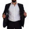 Abito Slim Fit MARTINI Seta Lana Blu Fantasia - IT48 - M