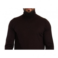 Maglione pullover dolcevita in cashmere marrone - IT46 - S