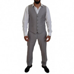 Abito slim fit 3 pezzi in lana seta argento - IT54 - XL