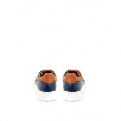 Sneakers in Pelle Blu con Logo Oro - 40
