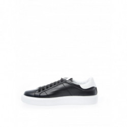 Sneakers in Pelle Nera con Logo Argento - EU44/US11
