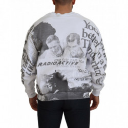 Maglione felpato pullover girocollo in cotone bianco - IT46 - S