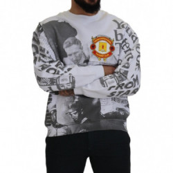 Maglione felpato pullover girocollo in cotone bianco - IT46 - S