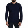 Maglione pullover girocollo in cotone blu - IT54 - XL