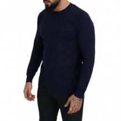 Maglione pullover girocollo in cotone blu - IT54 - XL