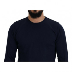 Maglione pullover girocollo in cotone blu - IT54 - XL