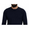 Maglione pullover girocollo in cotone blu - IT54 - XL