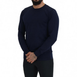 Maglione pullover girocollo in cotone blu - IT54 - XL