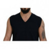 T-shirt canotta senza maniche scollo V cotone nero - IT62 - 5XL