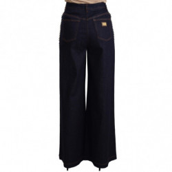 Jeans svasati decorati con cristalli blu scuro - IT46 - L