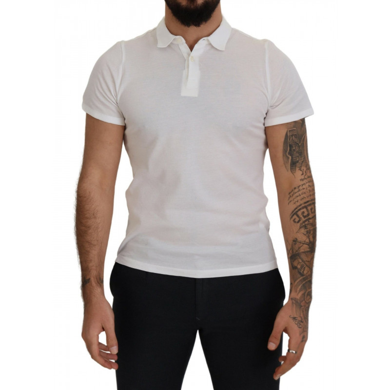 Polo a maniche corte con colletto in cotone bianco - IT46 - S