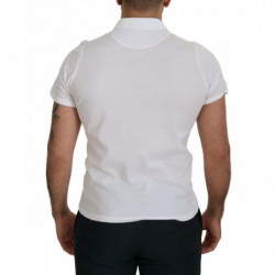 Polo a maniche corte con colletto in cotone bianco - IT46 - S