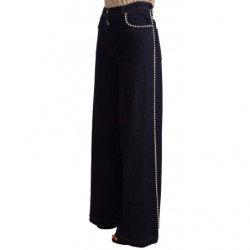 Jeans svasati decorati con cristalli blu scuro - IT36 - XS