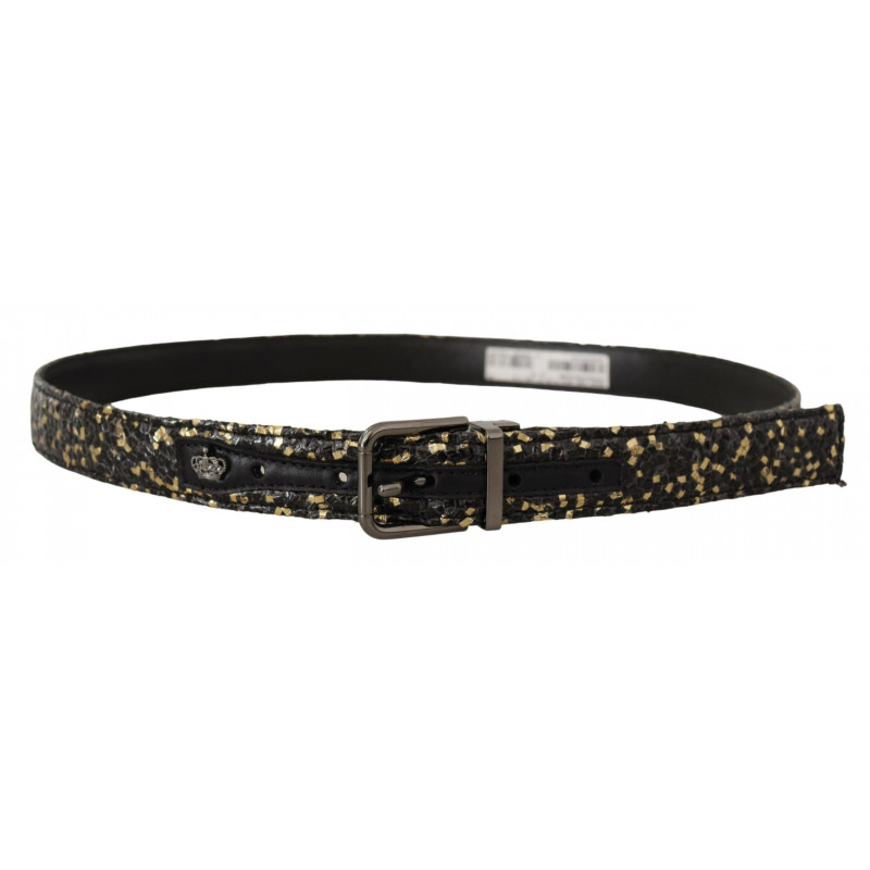 Cintura fibbia cromata pelle bicolore oro nero - 90 CM / 36 INCHES