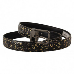 Cintura fibbia cromata pelle bicolore oro nero - 90 CM / 36 INCHES