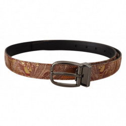Cintura fibbia metallo nero pelle goffrata multicolore - 85 CM / 34