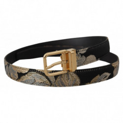 Cintura fibbia dorata logo pelle jacquard multicolor - 90 CM / 36 I