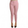 Pantaloni pantaloni a vita alta elasticizzati in lana rosa - IT40-S