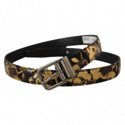 Cintura fibbia metallo logo pelle jacquard multicolor - 90 CM / 36