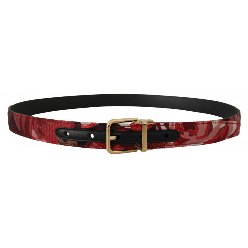 Cintura fibbia metallo dorato pelle rosa jacquard rossa - 90 CM / 3
