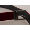 Cintura ampia fibbia metallo vintage pelle velluto marrone - 90 CM