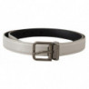 Cintura fibbia logo cromato nero pelle bianca - 90 CM / 36 INCHES