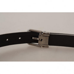 Cintura fibbia logo cromato nero pelle bianca - 90 CM / 36 INCHES