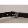 Cintura fibbia logo cromato nero pelle bianca - 90 CM / 36 INCHES