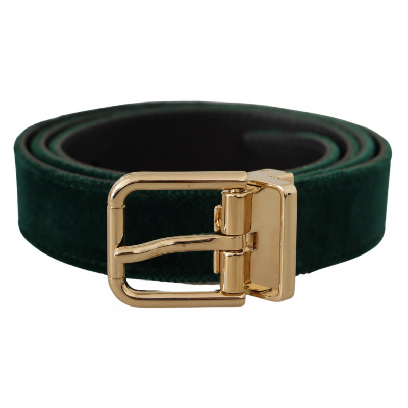 Cintura logo metallo dorato pelle velluto verde - 85 CM / 34 INCHES