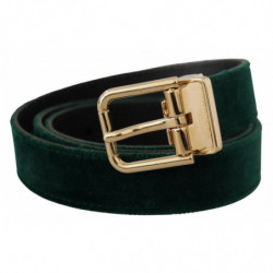 Cintura logo metallo dorato pelle velluto verde - 85 CM / 34 INCHES