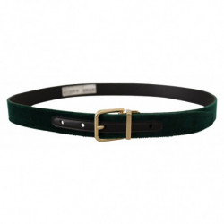Cintura logo metallo dorato pelle velluto verde - 85 CM / 34 INCHES