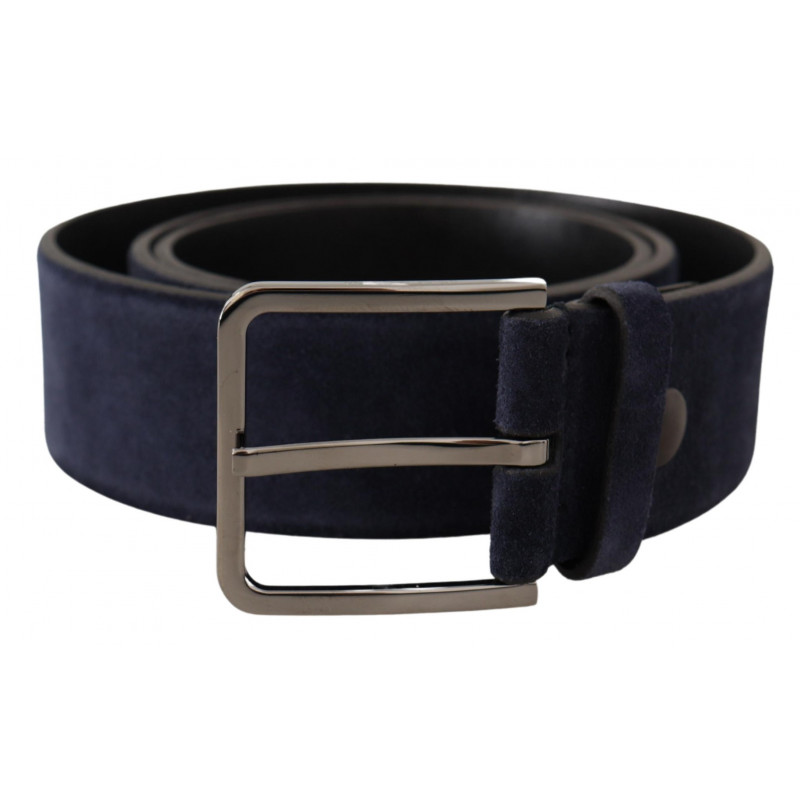 Cintura fibbia logo argento pelle velluto blu navy - 90 CM / 36 INCHES