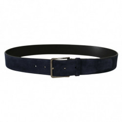 Cintura fibbia logo argento pelle velluto blu navy - 90 CM / 36 INCHES