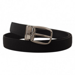 Cintura fibbia logo argento pelle gros grain nera - 100 CM / 40 INCHES