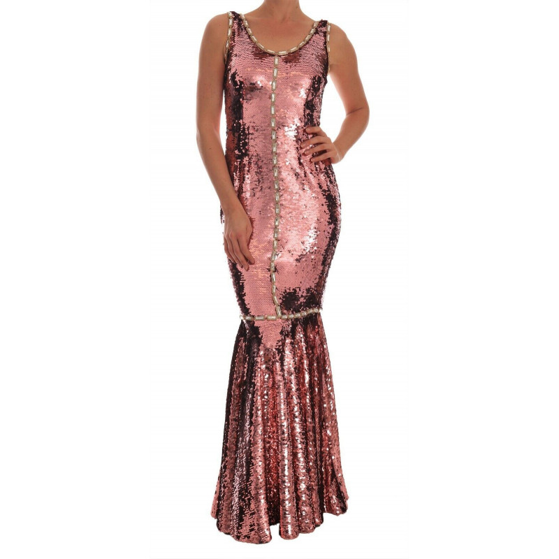 Abito da sera in cristallo con paillettes rosa - IT40-S