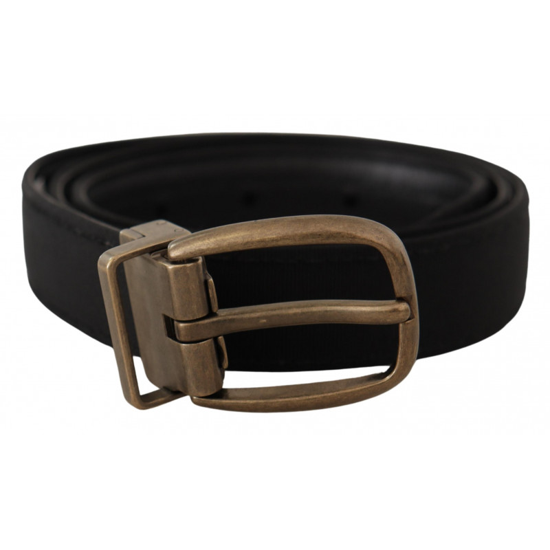 Cintura metallo color bronzo pelle gros grain nera - 80 CM / 32 INCHES