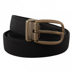 Cintura metallo color bronzo pelle gros grain nera - 80 CM / 32 INCHES