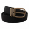 Cintura metallo color bronzo pelle gros grain nera - 80 CM / 32 INCHES