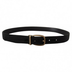 Cintura metallo color bronzo pelle gros grain nera - 80 CM / 32 INCHES